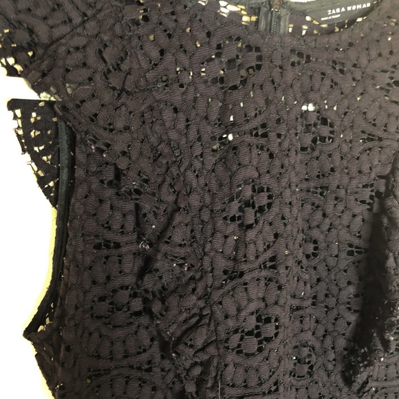 Zara black lace ruffle top sleeveless medium - Picture 3 of 5
